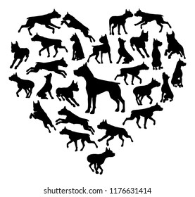 A Staffordshire Staffy Terrier, Pit Bull or similar dog heart silhouette concept for someone who loves their pet