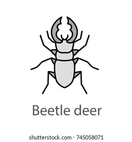 Stag beetle color icon. Bug. Lucanus cervus. Isolated vector illustration