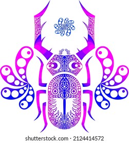 Stag beetle in decorative batik pattern
