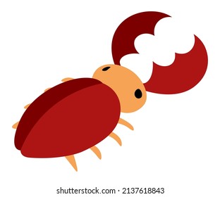 Stag beetle flat cartoon isolated illustration