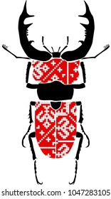stag beetle folk pattern