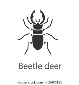 Stag beetle glyph icon. Bug. Lucanus cervus. Silhouette symbol. Negative space. Vector isolated illustration