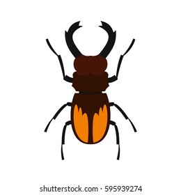 Stag beetle icon in flat style isolated on white background vector illustration