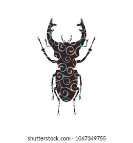 Stag beetle insect spiral pattern color silhouette animal