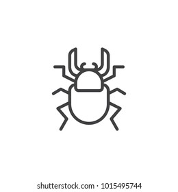 Stag Beetle Line Icon, Outline Vector Sign, Linear Style Pictogram Isolated On White. Bug Symbol, Logo Illustration. Editable Stroke