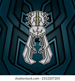 stag beetle mascot illustration with robotic concept. used for gaming logo, sticker, sport logo and t-shirt design