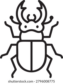 Stag beetle outline graphic, insect drawing, entomology symbol.