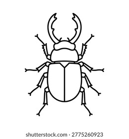 Stag beetle outline vector illustration with wildlife mandible entomology coleoptera creature illustration specimen