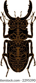 Stag beetle, with a pattern on the back. Element for design