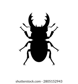 Stag beetle silhouette vector flat illustration design.