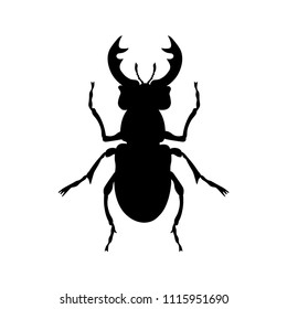 Stag beetle silhouette. Vector illustration isolated on white background