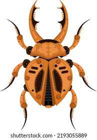 Stag beetle in steampunk style. Vector illustration.