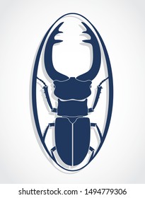 Stag Beetle Stylized Blue Logo