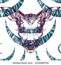 stag deer head sketch vector graphics monochrome drawing
