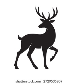 Vetor de silhueta de veado e veado - Wild Buck com Antlers em várias posas para caça, natureza e logotipos de floresta