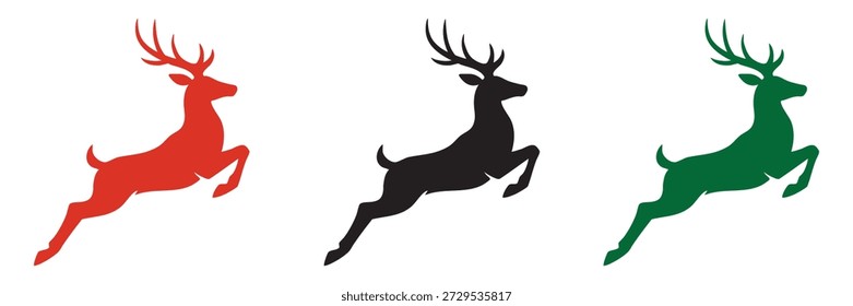 Vetor de silhueta de veado e veado - Wild Buck com Antlers em várias posas para caça, natureza e logotipos de floresta