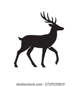 Vetor de silhueta de veado e veado - Wild Buck com Antlers em várias posas para caça, natureza e logotipos de floresta