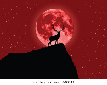 Stag with Full Moon