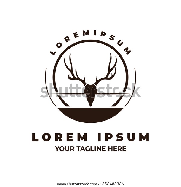 Stag Head Logo Circle Badge Antler Stock Vector (Royalty Free