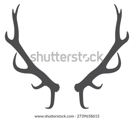 Stag horns black silhouette. Sharp antlers icon