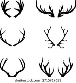 Stag Horns Vector Illustrations silhouettes Collection