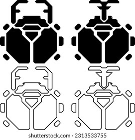 stag and kabuto bettles vector pictogram icon