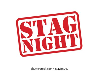 STAG NIGHT red Rubber Stamp Vector over a white background.