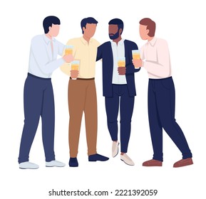 Stag party with closest friends semi flat color vector characters. Editable figures. Full body people on white. Celebration simple cartoon style illustration for web graphic design and animation