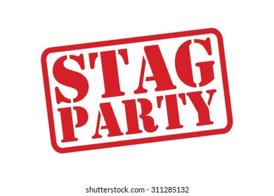 STAG PARTY red Rubber Stamp Vector over a white background.