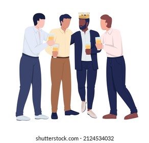 Stag party semi flat color vector characters. Standing figures. Full body people on white. Festive celebration simple cartoon style illustration for web graphic design and animation