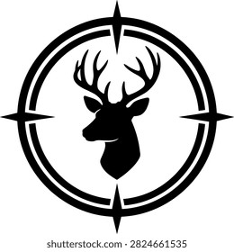 Stag silhouette profile in rifle scope reticle target with silhouette wildlife crosshair outdoors marksmanship precision