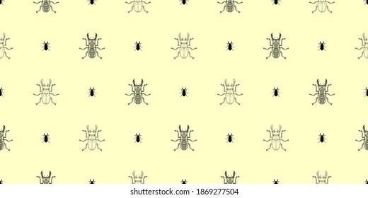 Stag-beetle bugs seamless vector pattern