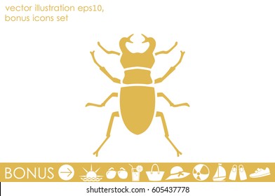 stag-beetle icon vector EPS 10, abstract sign flat design,  illustration modern isolated badge for website or app - stock info graphics