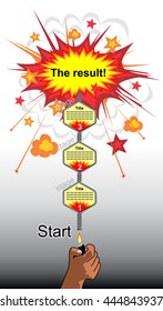 stage of achieving the goal, 3 stages, fireworks, an explosion of success.