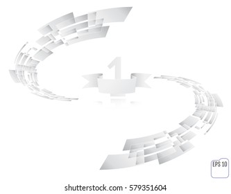 Stage for awards ceremony. First place. Winner, number one background. techno stylized. Vector illustration.