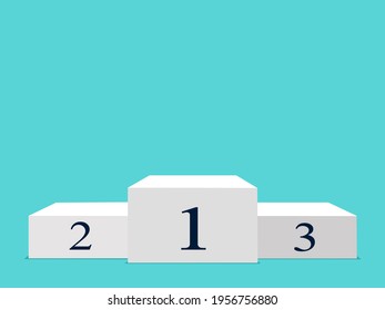 Stage for awards ceremony. White podium. Pedestal vector