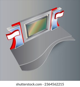 stage backdrop LED screen cover wing decoration with blank space logo company and spotlight for event show performance display product. Vector background editable.