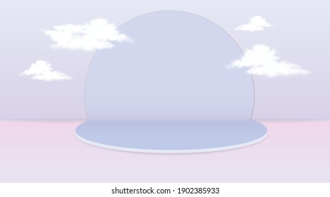 Stage backdrop podium for product display stand. 3d vector background illustration