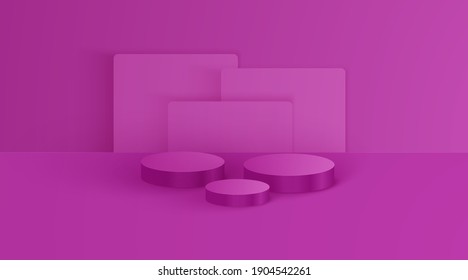 Stage backdrop podium for product display stand. 3d cylinder vector background illustration