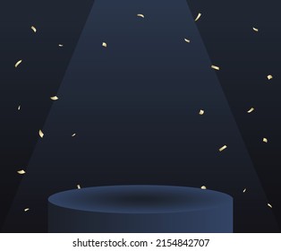 Stage background Design with Gold confetti illustration set. party, gold, decorate, holiday, event. Vector drawing. Hand drawn style.