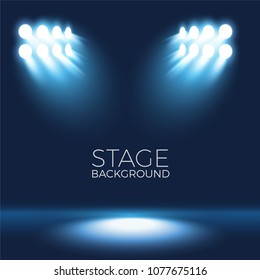 Stage background with spotlight, scenario vector illustration