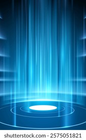 Stage with blue light lines background