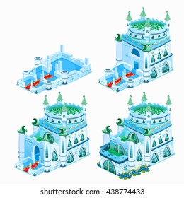 The stage building of the ice castle isolated on a white background. Vector illustration.