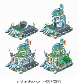 The stage of building an underwater castle isolated on a white background. Vector illustration.