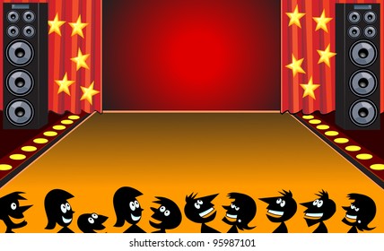 Stage with Cartoon People