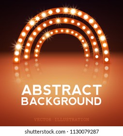 Stage With Circle Light Bulbs. Cinema Lamp for Decoration. Vector