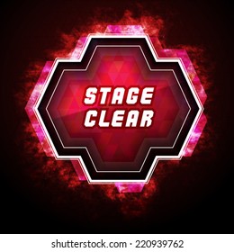 Stage Clear sign on computer game screen