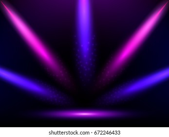 Stage with colorful lights. Background. Podium, road, pedestal or platform illuminated by spotlights. Vector. EPS10
