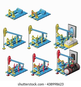 Stage of construction oil station isolated on white background. Vector illustration.