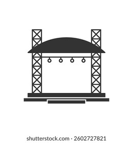 Stage constructions flat line icon. Scene, event equipment rental sign. Thin linear logo for concert, music festival.